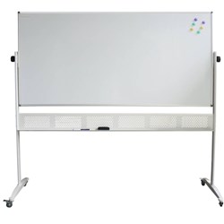 MOBILE DOUBLE SIDED PORCELAIN WHITEBOARD 1500 x 1200 WITH STAND