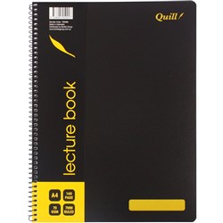 QUILL LECTURE BOOK 70GSM PP A4 BLACK 140PGS