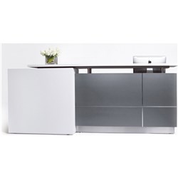 Calvin Reception Counter 3200Wx950Dx1150mmH Metallic Grey/Matte White