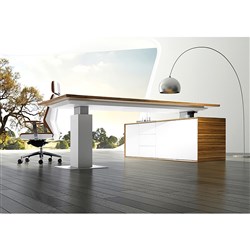 EVOLUTION DESK W 2280 x D 2100 x H 740-1200mm Natural Zebrano/White