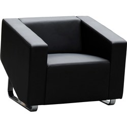 Cube Lounge Single Seater 860Wx880Hx720mmD Black leather