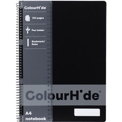 Colourhide Spiral Notebook A4 Side Bound 120 Page Black