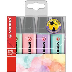 Stabilo Boss Highlighter Bullet 2-5mm Pastel Assorted Wallet Of 4