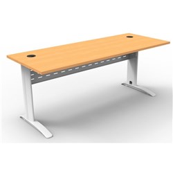 Rapid Span Open Straight Desk 1800Wx700mmD Modesty Panel Beech Top White Steel Frame