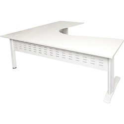 Rapid Span Cockpit Corner Desk 1800Wx1800Wx700mmD Beech Top White Steel Frame