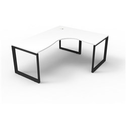 Deluxe Loop Corner Desk 1800Wx1800Wx750D White Top Black Frame