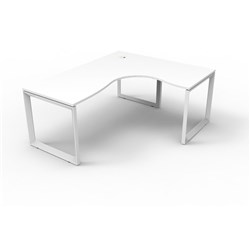 Deluxe Loop Corner Desk 1800Wx1800Wx750D White Top White Frame