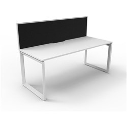 Deluxe Loop Desk With Screen 1200Wx750D White Top White Frame