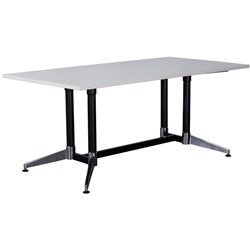 Typhoon Boardroom Meeting Table 2400Wx1200mmD White Top Black Legs with Chrome Base