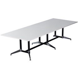 Typhoon Boardroom Table 3200Wx1200mmD 2 Piece White Top Black Legs Chrome Base