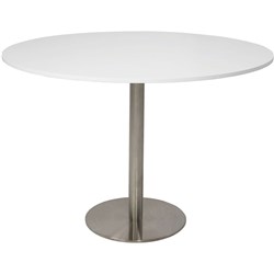 Rapidline Round Meeting Table 1200mm Diam Top Natural White Stainless Steel
