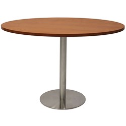 Rapidline Round Meeting Table 1200mm Diam Top Cherry Stainless Steel