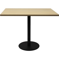 RAPIDLINE SQUARE TOP TABLE 900 x 900 CIRCULAR BASE NATURAL OAK WITH BLACK