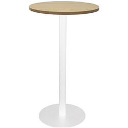 Rapidline Round Dry Bar Table 600mm Diam Top Natural Oak White Satin