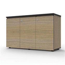Infinity Swing 3 Door Storage Cupboard 730Hx1200Wx450mmD Natural Oak with Black Edge