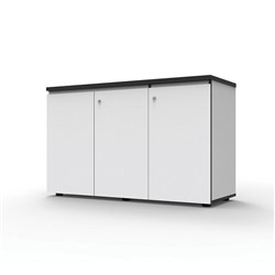 DELUXE INFINITY SWING DOOR CUPBOARD 730Hx1500Wx450MM D NATURAL WHITE WITH BLACK EDGE