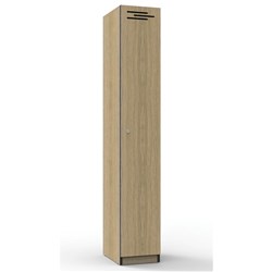 RAPIDLINE MELAMINE LOCKER 1 DOOR 305W x 455D x 1850MM NATURAL OAK WITH BLACK