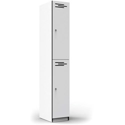 RAPIDLINE MELAMINE LOCKER 2 DOOR 305W x 455D x 1850H NATURAL WHITE WITH BLACK