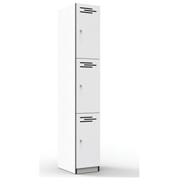 RAPIDLINE MELAMINE LOCKER 3 DOOR 305W x 455D x 1850H NATURAL WHITE WITH BLACK