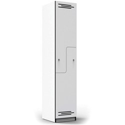 RAPIDLINE MELAMINE LOCKER STEP DOOR 305W x 455D x 1850H NATURAL WHITE WITH BLACK