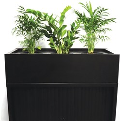 Go Tambour Steel Planter Box 230Hx900Wx470mmD Suits 200mm Pots Includes Drip Tray Black