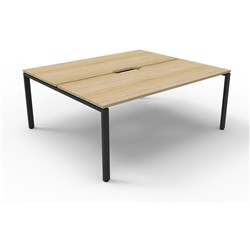 Deluxe Loop Workstation 2 Person No Screen 1200Wx750D Oak Top Black Double Frame