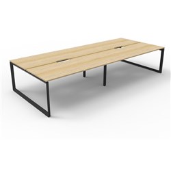 Deluxe Loop Workstation 4 Person No Screen 1500Wx750D Oak Top Black Double Frame