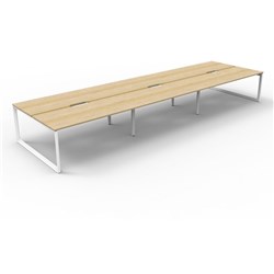 Deluxe Loop Workstation 6 Person No Screen 1800Wx750D Oak Top White Double Frame