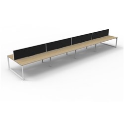 Deluxe Loop Workstation 8 Person With Screen 1500Wx750D Oak Top White Double Frame
