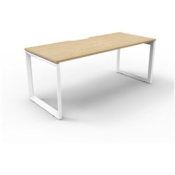 Deluxe Loop Desk No Screen 1800Wx750D Oak Top White Frame