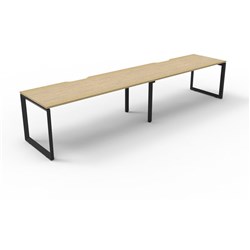 Deluxe Loop Workstation 2 Person No Screen 1200Wx750D Oak Top Black Single Frame