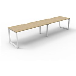Deluxe Loop Workstation 2 Person No Screen 1200Wx750D Oak Top White Single Frame