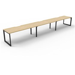 Deluxe Loop Workstation 3 Person No Screen 1800Wx750D Oak Top Black Single Frame