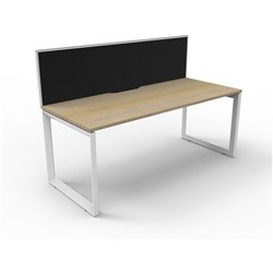 Deluxe Loop Desk With Screen 1500Wx750D Oak Top White Frame