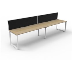 Deluxe Loop Workstation 2 Person With Screen 1500Wx750D Oak Top White Single Frame