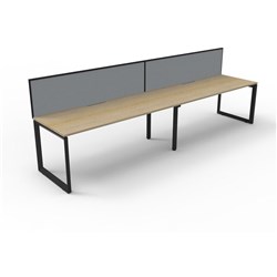 Deluxe Loop Workstation 2 Person With Screen 1800Wx750D Oak Top Black Single Frame
