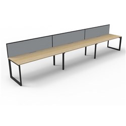 Deluxe Loop Workstation 3 Person With Screen 1500Wx750D Oak Top Black Single Frame