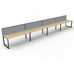 Deluxe Loop Workstation 4 Person With Screen 1200Wx750D Oak Top Black Single Frame