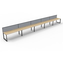 Deluxe Loop Workstation 5 Person With Screen 1800Wx750D Oak Top Black Single Frame