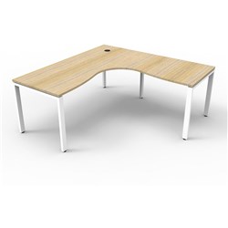 Deluxe Profile Corner Desk 1500Wx1500Wx750D Oak Top White Frame
