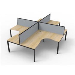 Deluxe Profile Corner Workstation 1800Wx1500Wx750D Oak Top Black Quad Frame