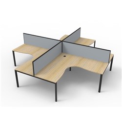 Deluxe Profile Corner Workstation 1800Wx1800Wx750D Oak Top Black Quad Frame