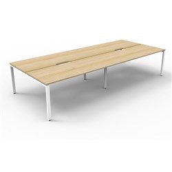 Deluxe Profile Workstation 4 Person No Screen 1200Wx750D Oak Top White Double Frame