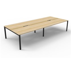 Deluxe Profile Workstation 4 Person No Screen 1500Wx750D Oak Top Black Double Frame