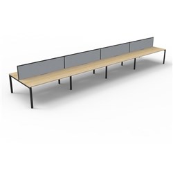 Deluxe Profile Workstation 8 Person With Screen 1800Wx750D Oak Top Black Double Frame