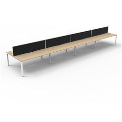 Deluxe Profile Workstation 8 Person With Screen 1800Wx750D Oak Top White Double Frame