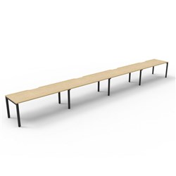 Deluxe Profile Workstation 4 Person No Screen 1800Wx750D Oak Top Black Single Frame