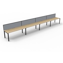 Deluxe Profile Workstation 4 Person With Screen 1200Wx750D Oak Top Black Single Frame