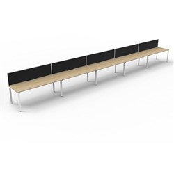 Deluxe Profile Workstation 5 Person With Screen 1200Wx750D Oak Top White Single Frame