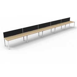 Deluxe Profile Workstation 5 Person With Screen 1500Wx750D Oak Top White Single Frame